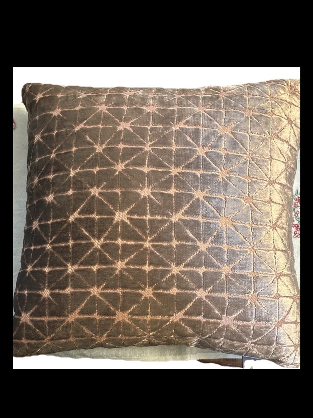 Embellished Brown Geometric Accent Pillow -